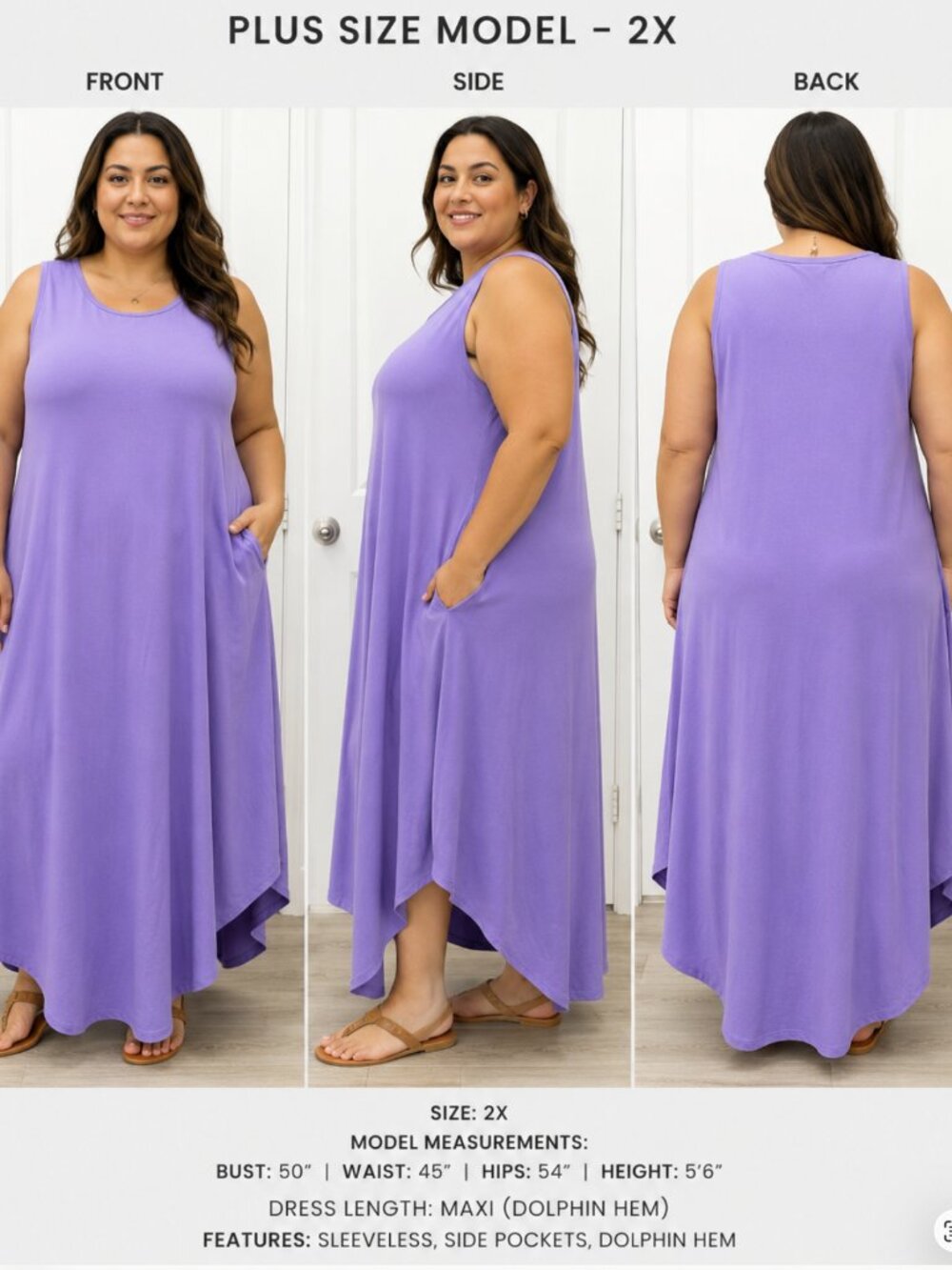 NEW Zenana Plus Size Midi Dress Womens Short Sleeve Body Lavender 2X